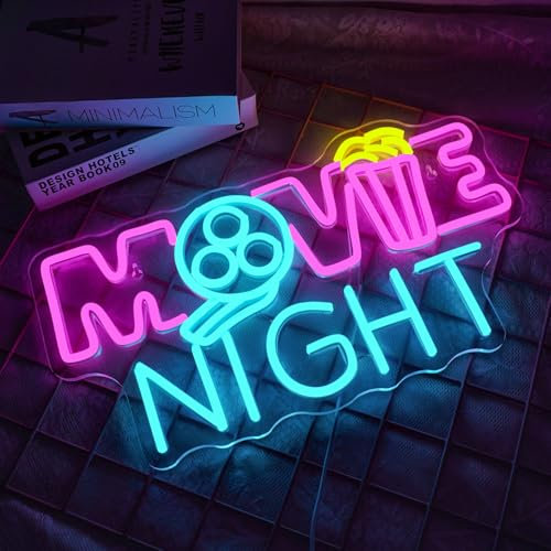 NOXET Movie Night néon logo Powder bleu néon logo film LED avec dimmable LED logo film néon logo lettre cinéma salle audiovisuelle privée partie film néon logo Powder LED logo