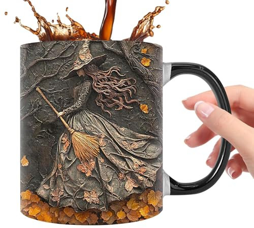 Mug Witch Brew | Tasses à expresso d'Halloween | Tasse d'Halloween en céramique élégante et fantaisie pour Halloween, 350 ml pour homme et femme