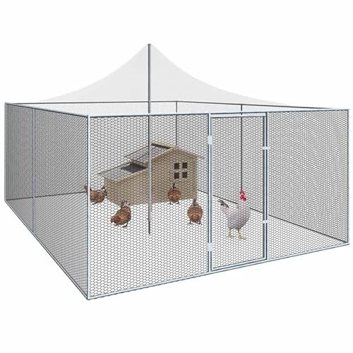 IDMarket - Voliere 12 m² Gehege Hühnerstall 3 x 4 m Laufgitter Dach Netz Stahl verzinkt