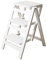 Klappleiter aus Holz, 3 Stufen, Küchen-Tritthocker, multifunktional, faltbar, Büro, Bibliothek, beweglich, Weiß