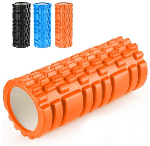 Zuvo Foam Roller for Muscles, Legs and Back Pain Relief, Textured, Orange | For Gym Equipment, high-density, holds its shape, for calves, glutes, Pilates, warm-up and recovery