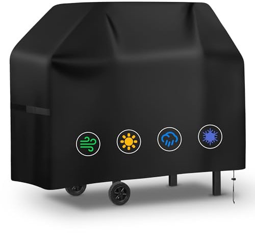 Funda Barbacoa Exterior Impermeable, Cubierta BBQ de Parrilla 420D Oxford Protector, Anti-Viento/Anti-Polvo/Anti-Humedad, Resistente al Desgarro/Agua/Lluvia/Nieve/Sol (132 * 66 * 109cm)