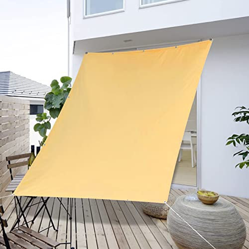 Tenda parasole rettangolare impermeabile, 1 m x 1,2 m, antivento, anti UV, per esterni, con corde di montaggio, colore crema, ideale per prato, pergola e terrazze