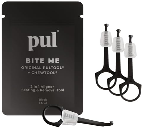 PUL 2-in-1 Clear Aligner Chew Tool & Removal Tool - Black | Orthodontic Chewie + Remover Combo | Hygienic, Reusable, BPA-Free Dental Accessory for Invisalign