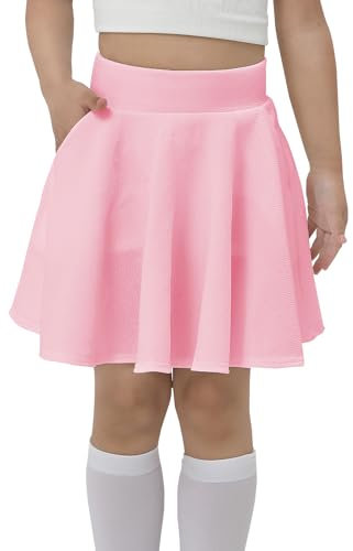 DGSHIRLDJO Niños Niñas Falda, Casual Mini Falda Plisada Skater Falda, Stretch Tennis Falda con 4 Bolsillos Golf Skorts Falda Deportiva 5-14 años (FR/ES, Edad, 10 años, 12 años, Regular, Rosa)