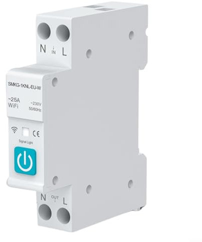 Jonikuper Para Tuya Wifi para disyuntor inteligente 1P DIN Rail Smart Energy Monitor Meter, control remoto por teléfono móvil, protector de sobretensión (32A)