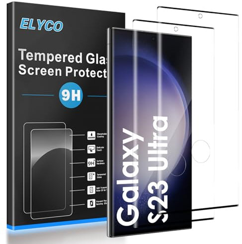 ELYCO Compatibile con Samsung Galaxy S23 Ultra Vetro Temperato, 2 Pezzi 3D Pellicola Protettiva, 9H Durezza Anti-Graffo/Anti-Olio/Anti-Impronta Niente Bolle Schermo Pellicola