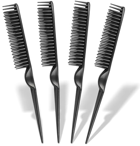 3-Row Rat Tail Styling Comb Set (4PCS) – Flexible Comb for Detangling, Defining Curls, and Sectioning Hair