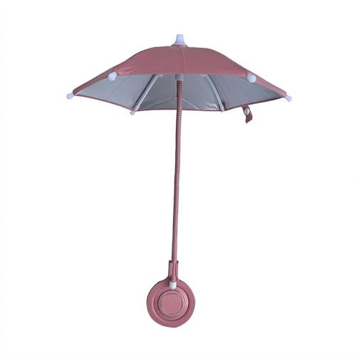 Magnetic Mobile Phone Umbrella Shade for Sun, Adjustable Magnetic Phone Stand with Plastic Shade Umbrella, Avoiding Overheat, Easy Carry and Storage, Fit for All Phones (Pink)