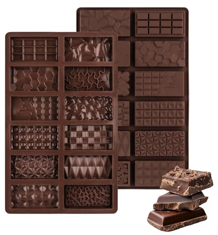 FRUHLING 2 Stück Silikon Schokoladenform Silikonform Schokoladentafel Tief Süßigkeitenformen BPA Frei für DIY Schokolade Praline Süßigkeiten (Braun)