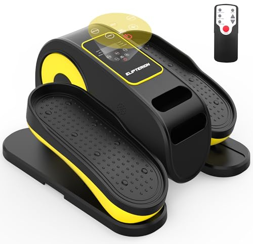 Mini Ellipsentrainer Elektrisch für Zuhause und Büro mit Fernbedienung | Leiser Untertisch Crosstrainer mit Display, 15 Geschwindigkeitsstufen, kompakter Pedaltrainer für Senioren und Erwachsene