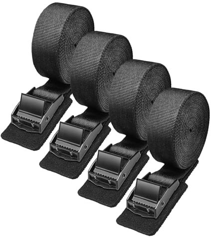 4 Stück Spanngurte Schwarz 2,5 M, 250 Kg Tragkraft, Gurte und Befestigungsgurte Set mit Schnalle Aus Zinklegierung, Spannung Schnellspanngurte für Autos, Camping Fahrradträger und MotorräDer