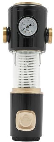 Fyssnn 1 Rückspülfilter Wasserfilter Hauswasserfilter mit Wasserdruckanzeige Edelstahlfilter 360° Drehbar 2.45 MPa Druck, für Ganzes Haus Trinkwasser (Blau)