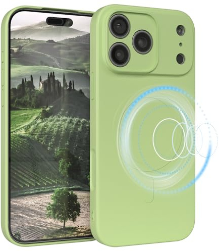 EAZY CASE - Silikonhülle magnetisch für iPhone 17 Pro Max Hülle Silikon Grün weich stoßfeste Magnet Handyhülle Schutzhülle mit Kameraschutz Dünn Schutz Cover TPU Bumper in Pastell Hellgrün