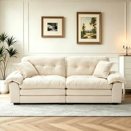 Koaris Modernes 2-Sitzer Sofa, Chenille-Stoff，Beige | 2-Sitzer Loveseat Komfortables Kleines Sofa für Wohnzimmer Schlafzimmer Homeoffice，Stabile Konstruktion