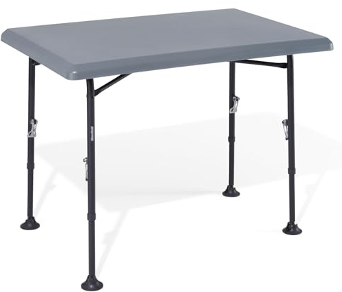 Westfield Outdoors Resino, Campingtisch klappbar Höhenverstellbar 100x68cm | Klapptisch für 4-6 Personen, Robuste ABS-Tischplatte, Wasserdicht & stabil, für Camping, Garten, Picknick, Grau