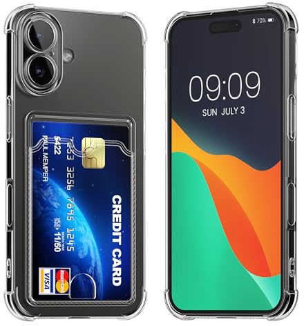 kwmobile Hülle mit Kartenfach kompatibel mit Apple iPhone 17 - Handyhülle iPhone 17 mit Kartenfach - Soft Case - Schutzhülle in Transparent