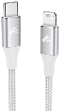 Aioneus Cavo USB C a Lightning, Cavo iPhone USB C Certificato MFi Lungo Ricarica Rapida Caricabatterie Filo Type C Caricatore per iPhone 14 13 12 Pro Max Mini 11 SE X XS Max XR 8 7 6s iPad,1M,Bianco