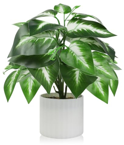 YIYA Planta Artificial de Interior 25cm Plantas Artificiales en Maceta | Plantas de Plástico Decoración para Interior y Exterior Sala De Estar, Hogar, Piso, Jarrón, Dormitorio Baño