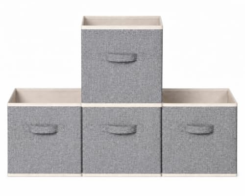 BrilliantJo Aufbewahrungsboxen 33x33x33cm 4er Set Stoffbox für KALLAX Regal Kleiderschrank Grau