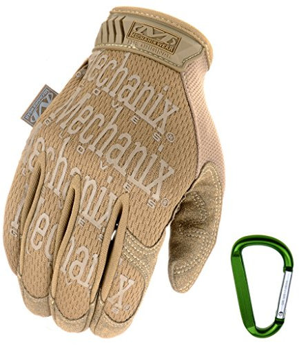 Mechanix WEAR ORIGINAL Einsatz-Handschuhe, atmungsaktiv & abriebfest + Gear-Karabiner, Original Glove in Schwarz, Coyote, Multicam/Größe S, M, L, XL (S, Coyote)