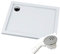 VBChome Duschwanne 70x90x5 cm Duschtasse Rechteck für Duschkabine Styroporträger flach Sanitär-Acryl Duschbecken stabil glatt weiß Dusche+ Ablaufgarnitur Viega Tempoplex