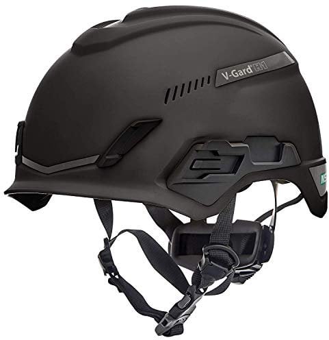 MSA V-Gard H1 Trivent Safety Climbing Helmet - Ventilated - Black - 52–64 cm - Hard hat with chinstrap for Work at Height and Rescue - EN12492 & ANSI