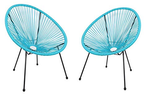 Ambientehome 2er Set Loungesessel Acapulco blau Sessel