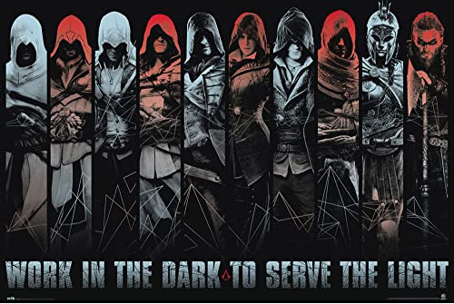 Assassins Creed - Work in The Dark - Games Maxi Poster Druck Poster - Größe 91,5x61 cm + 2 St Posterleisten Holz 92 cm