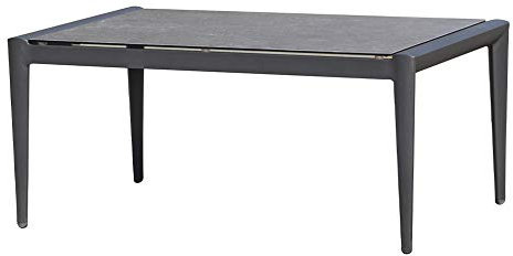 Meubletmoi Table de Repas pour Jardin en Aluminium Gris et Plateau en Verre trempé 6 convives 84 x 70 x 68 - Loki