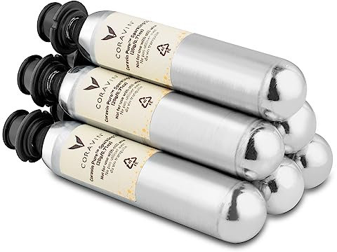 Coravin Pack de 6 Capsules CO2 Pure? Sparkling Argent et Noir
