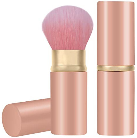 Falliny Einziehbarer Kabuki-Make-up-Pinsel, Reise-Gesichts-Rouge-Pinsel, tragbarer Puderpinsel mit Abdeckung für Rouge, Bronzer, Puder, Puder-Kosmetik