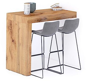 MOBILI FIVER, Península de Cocina Evolution 120x60, Madera Rustica, Mesa Auxiliar de Cocina para 4 Personas, Made In Italy