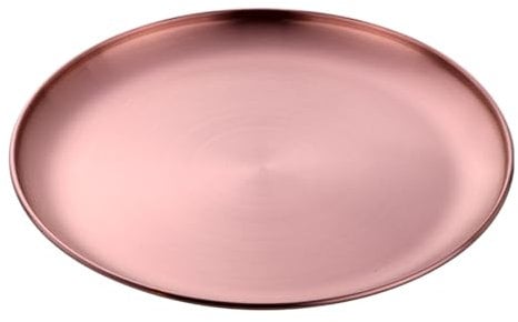 Buyer Star Bandeja de almacenamiento redonda de oro rosa de 30 cm, bandeja de servir de acero inoxidable, plato de alimentos, placa de almacenamiento decorativa, bandeja de joyería, plato de vela