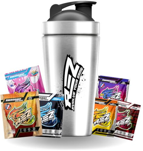 REZ | Pack Starter | Energy Drink en Poudre | Boisson Énergisante SANS sucre | Colorants et Arômes Naturels | Seulement 30 calories | Fabriqué en France