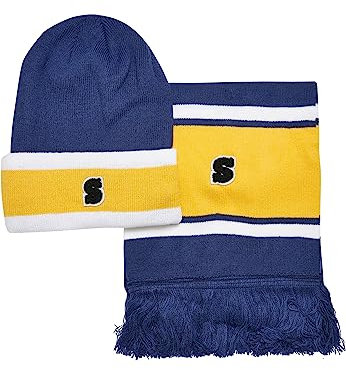 Urban Classics Unisex College Team Package Beanie and Scarf spaceblue/californiayellow/wht, one Size