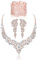 Kakonia Kristall Braut Hochzeit Schmuck Set für Frauen Strass Halskette Ohrringe Armband Brautjungfer Braut Zubehör Schmuck Roségold