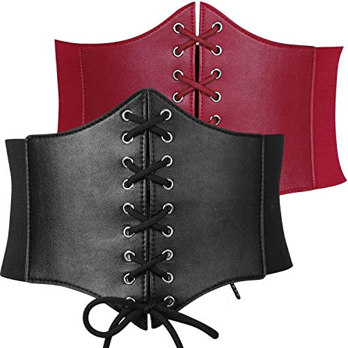 JASGOOD Women Wide Elastic Waist Belt Fashion Vintage Waist Belt With Silver Ring Buckle