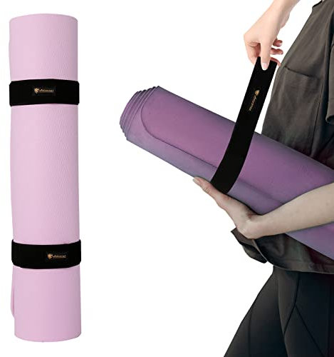 Strapazierfähiges Bungee-Gurtband, dehnbarer Wickel-Organizer für Yoga, Workout, Übung, Pilates-Matte, 2 schwarze elastische Klettverschlüsse, 20x2 Yoga Mat Strap,Extends upto 35