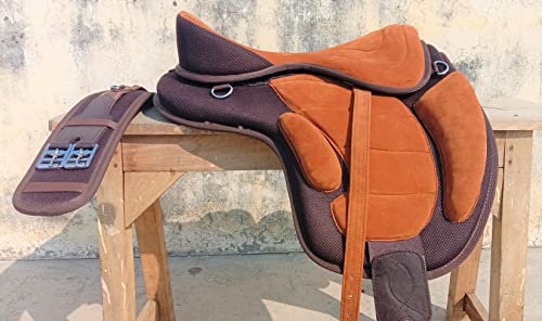 WILD RACE Baumloser synthetischer Freemax Allzweck-Pferdesattel/Treeless Synthetic Freemax Saddle (18, Golden Brown)