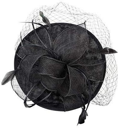 Fascinator Schwarz Women's Elegant Summer Fascinator Bridal Hat Wedding Hat with Clip Headpiece Fascinator on Church Fascinator Hair Clip