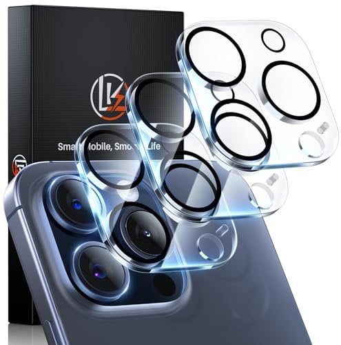 LK 3 Stück Kameraschutz Panzer Schutz Folie für iPhone 15 Pro/iPhone 15 Pro Max Kamera, Blasenfrei Kratzerfest, Militärstandard Ultra-Klar, Kompatibel mit Handyhülle 9H Härte HD Schutzfolie