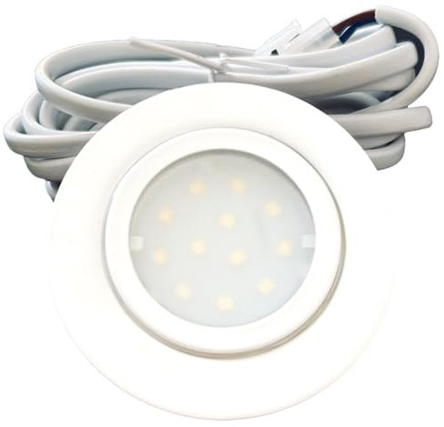 Rolux IP44 Möbel Einbauleuchte Leni 12V flach 3 x 2,4W LED-Einbaustrahler 55mm Lochausschnitt 200lm Weiß inkl. LED Trafo und AMP Verteiler 4000K Neutralweiß