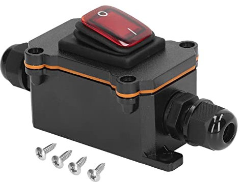 FTVOGUE 4-poliger Inline-Schnurschalter mit 2 Positionen, 16 A, 250 V, Hochstrom-Inline-Schalter, Plug-and-Play, IP65, Wasserdicht, Rot