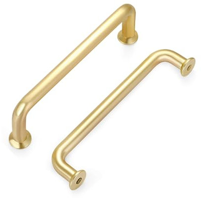 Malimali 5 Pack Gold Kitchen Cupboard Handles, 96mm Hole Center Brushed Brass Cabinet Door Handles Pulls for Drawers Closet Kitchen Hardware