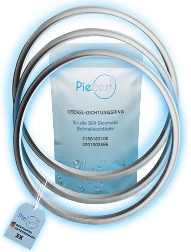 Piebert 39154 Lot de 3 joints de 22 cm pour couvercle d'autocuiseur Silit Sicomatic® Gris, silicone, diamètre intérieur 22 cm, diamètre extérieur 24,5 cm pour 3 l, 4,5 l, 6,5 l, 8,5 l équivalent du