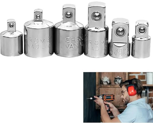 Juego de Adaptadores para Carracas,Adaptador de Vaso para Llaves de Carraca,Adaptadores de Vaso,Adaptador para Llave de Carraca,1/4 a 3/8,3/8 a 1/4,3/8 a 1/2,1/2 a 3/8,1/2 a 1/4,1/4 a 1/2 6PC