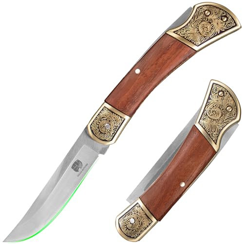 FULLHI Couteau de chasse 3.2 Gravé style vintage Manche en ébène Couteau à découper les fruits Cadeau de Noël Convient aux hommes et aux femmes