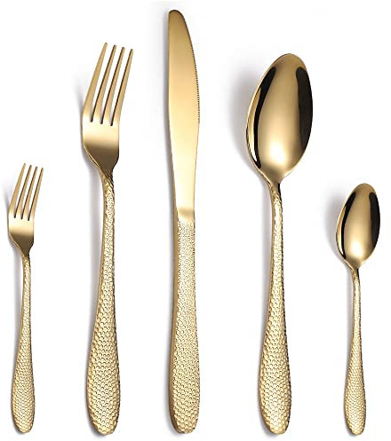 LXYDPZ Geschirr 20-teiliges Besteckset aus Silber, Besteckset aus Edelstahl inklusive Messer/Gabel/Löffel, Hochglanzoberfläche, spülmaschinenfest, Tafelservice (30-TLG