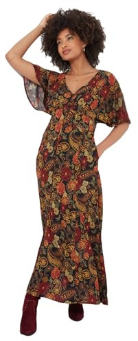 Joe Browns Women's Fashion Dark Autumn Floral Wide Sleeve Button-Through Maxi Dress, Regular Fit, Brown, UK 18